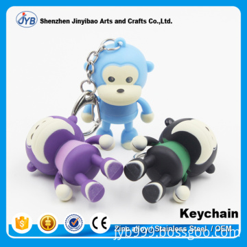 Sound keychain for goods promotion Plastic led animal monkey flashlight keychains